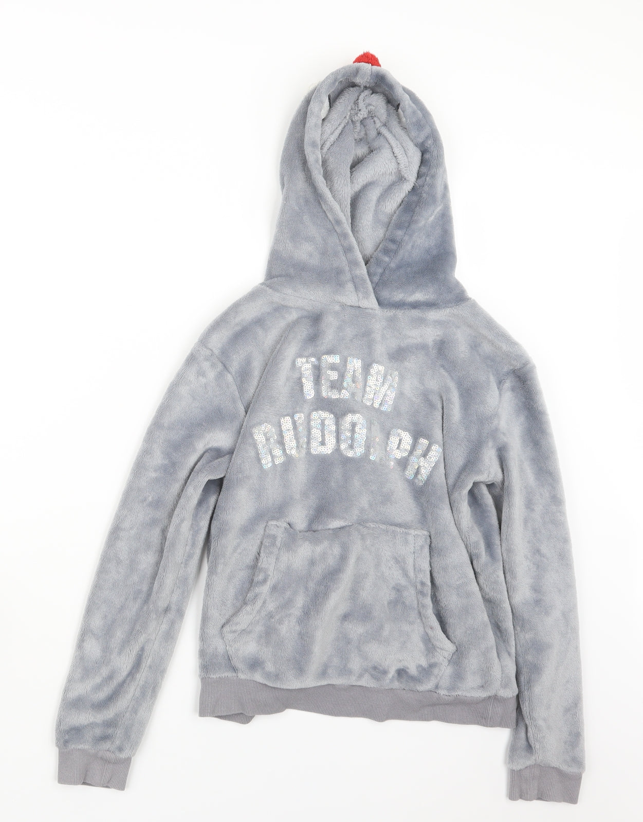 H&M Girls Grey   Pullover Hoodie Size 11-12 Years  - Christmas