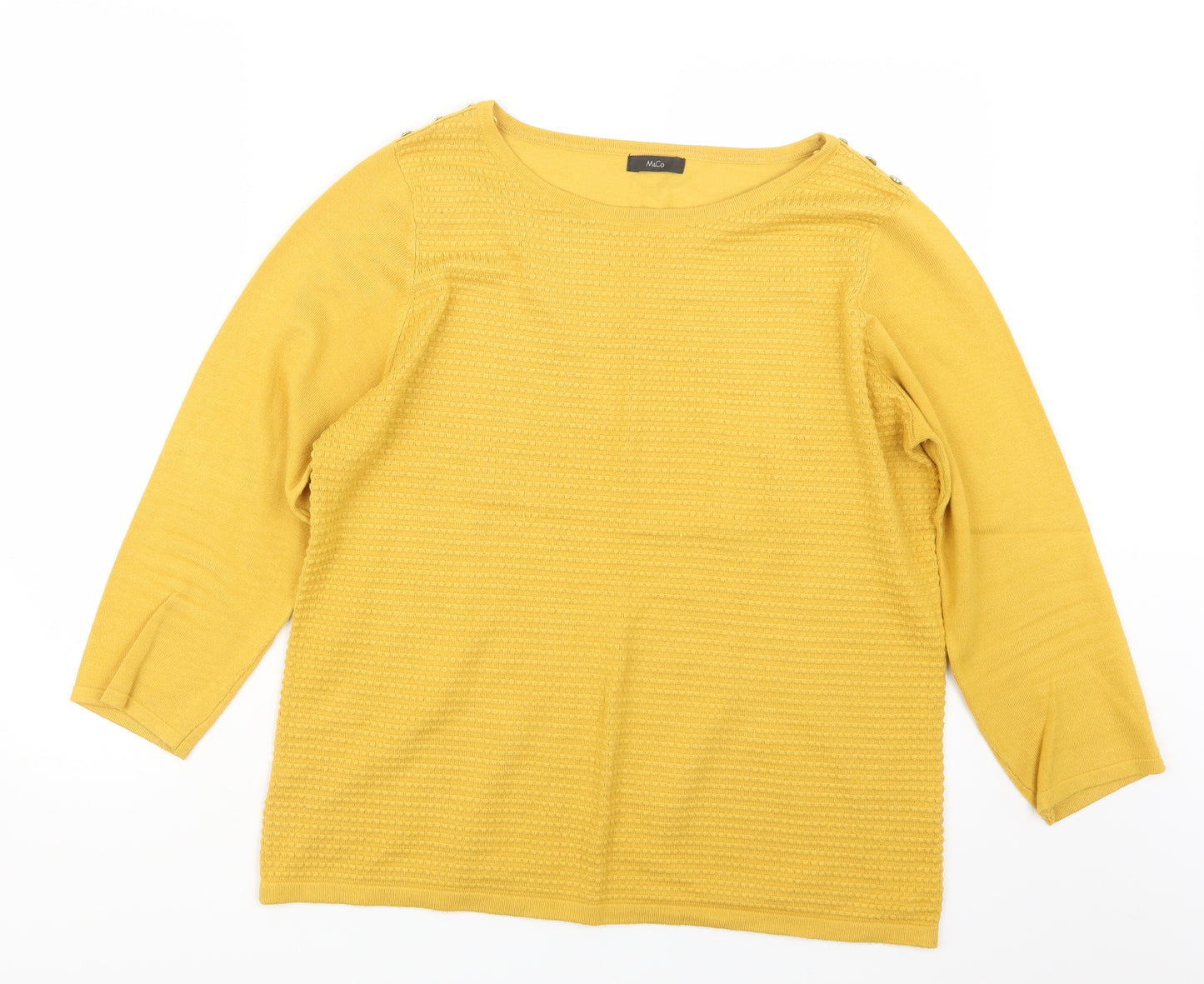 M&Co Womens Yellow  Knit Pullover Jumper Size 16
