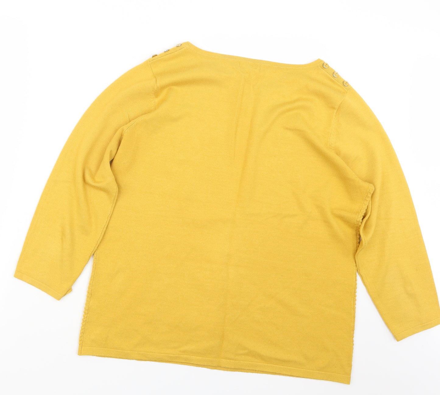 M&Co Womens Yellow  Knit Pullover Jumper Size 16