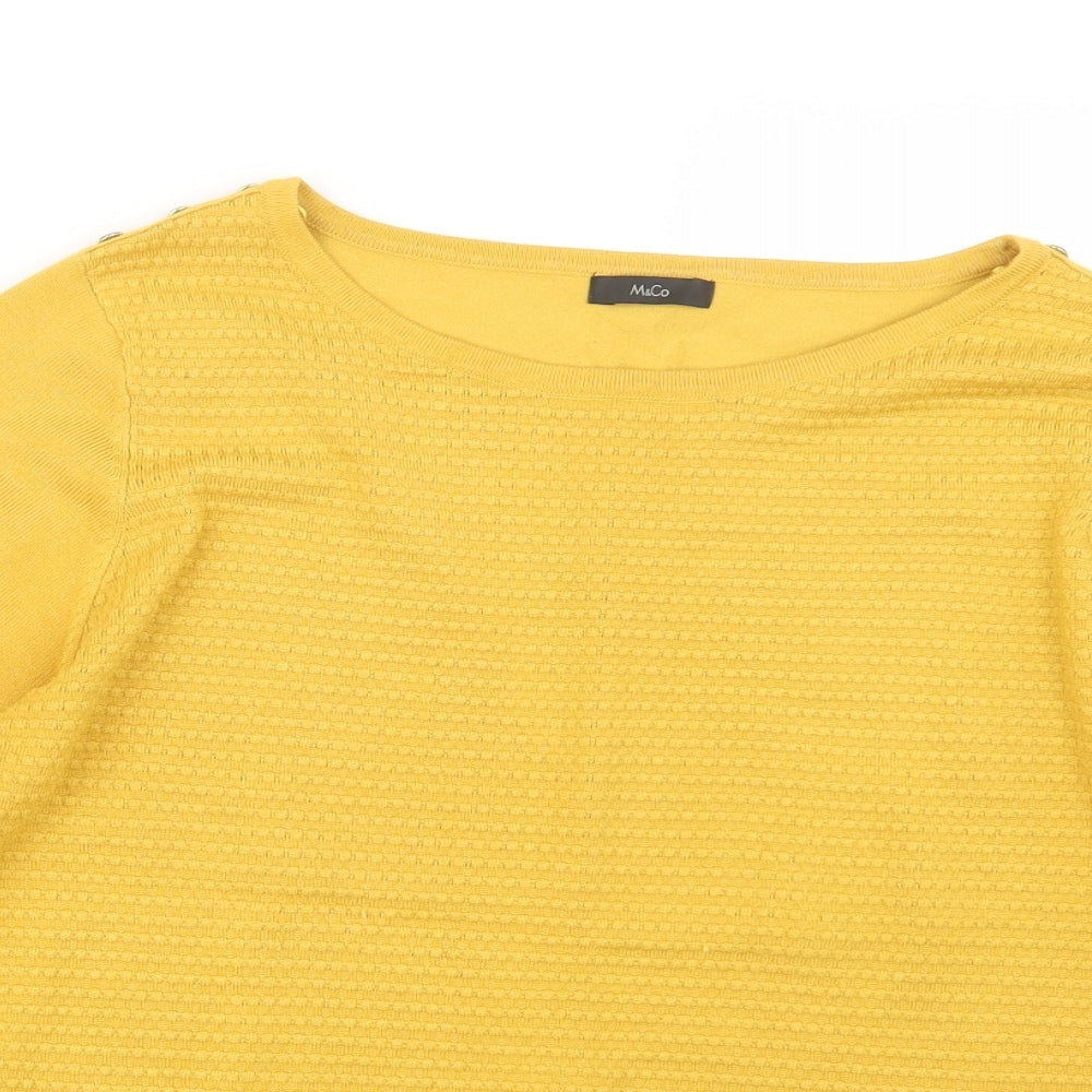 M&Co Womens Yellow  Knit Pullover Jumper Size 16