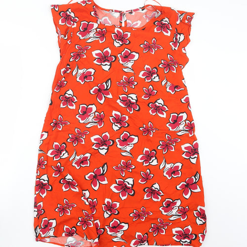 Matalan Womens Red Geometric  Basic T-Shirt Size 10  - Long