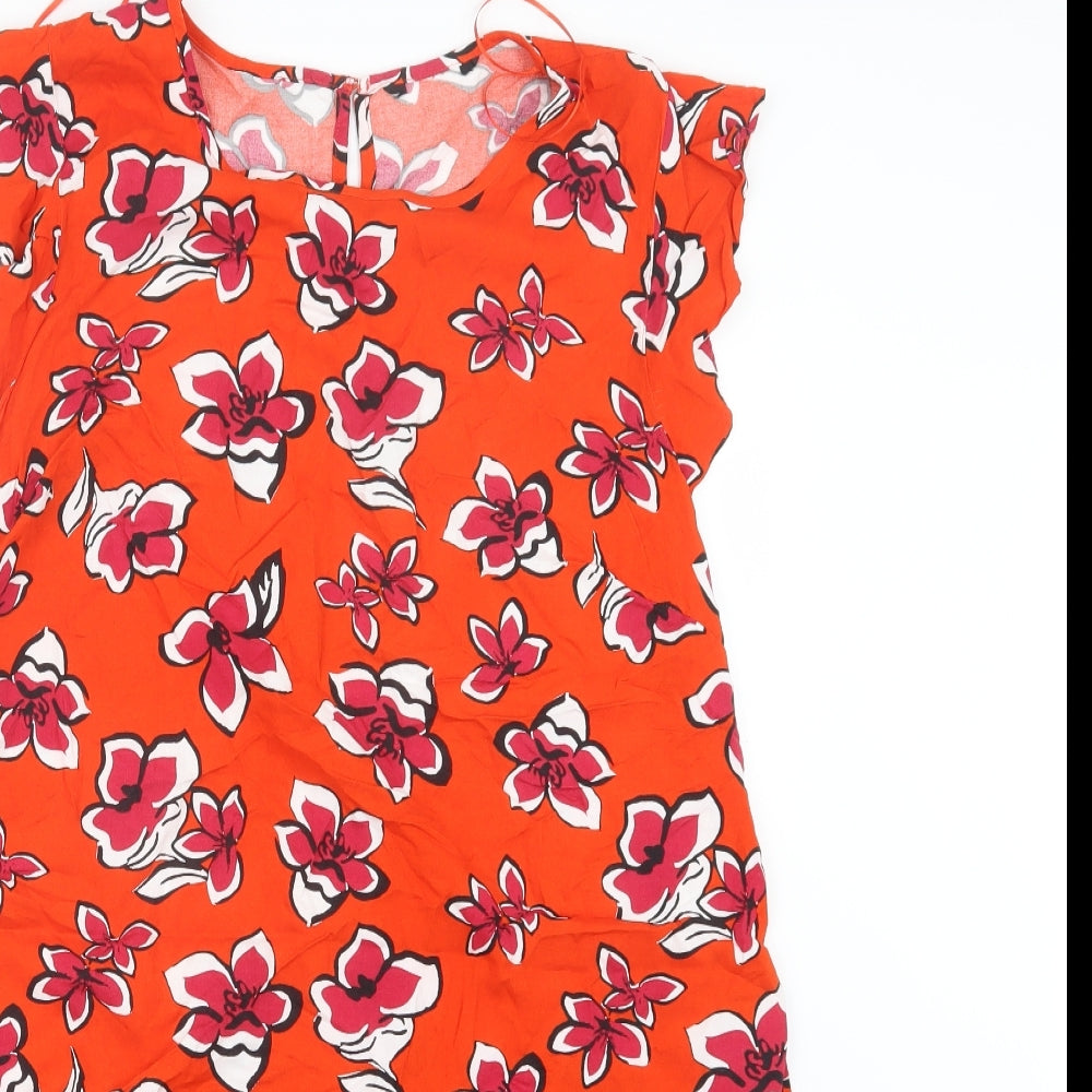 Matalan Womens Red Geometric  Basic T-Shirt Size 10  - Long