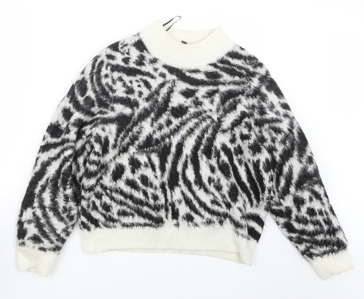 Divided by H&M Womens Black Animal Print Knit Pullover Jumper Size M