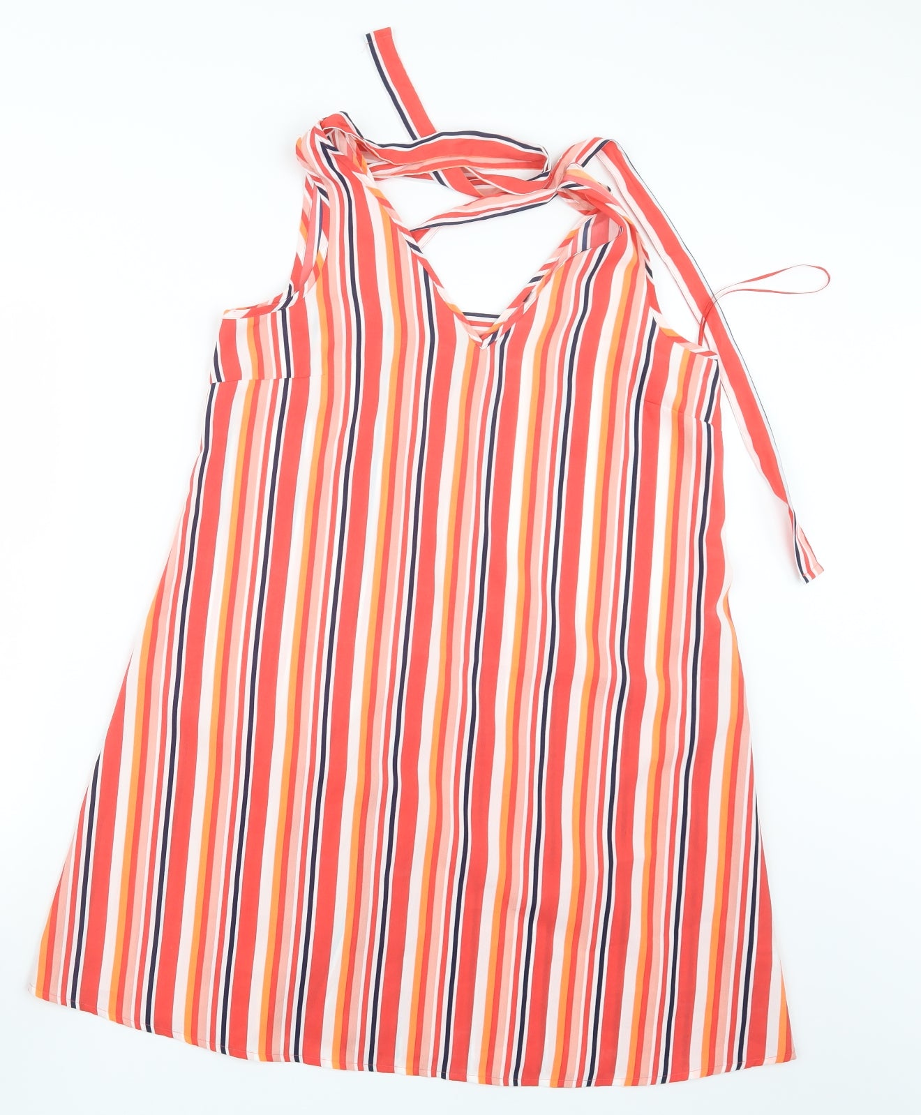 Matalan Womens Red Striped  Basic T-Shirt Size 8  - Long