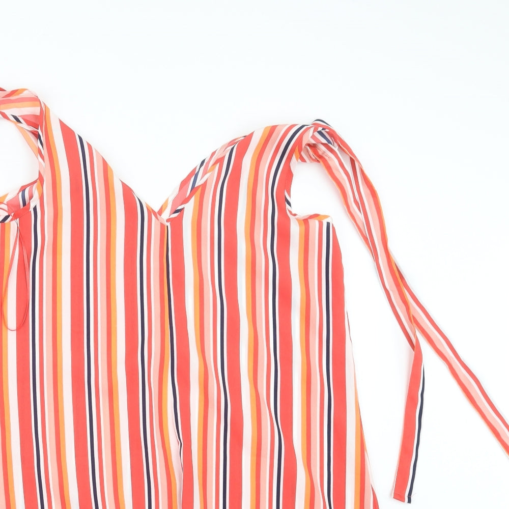 Matalan Womens Red Striped  Basic T-Shirt Size 8  - Long