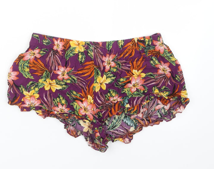 Love to Lounge Womens Purple Floral Hot Pants Shorts Size 10