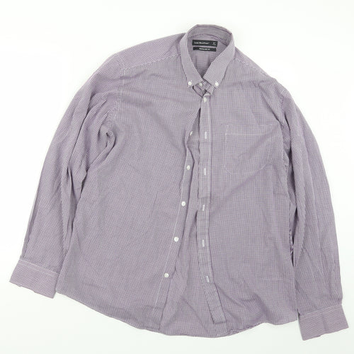Cedar Wood State Mens Purple Check   Button-Up Size 16