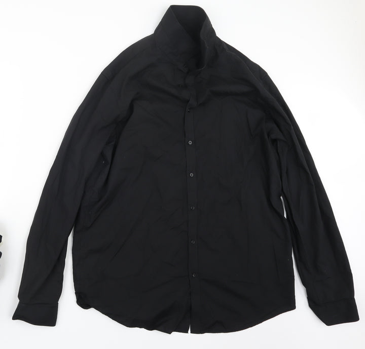 Debenhams Mens Black Button-Up Size 17.5