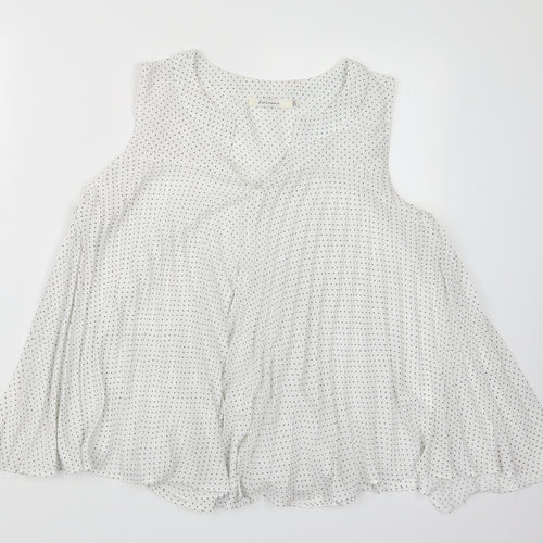 Lamorena Womens White Polka Dot  Basic Blouse Size M