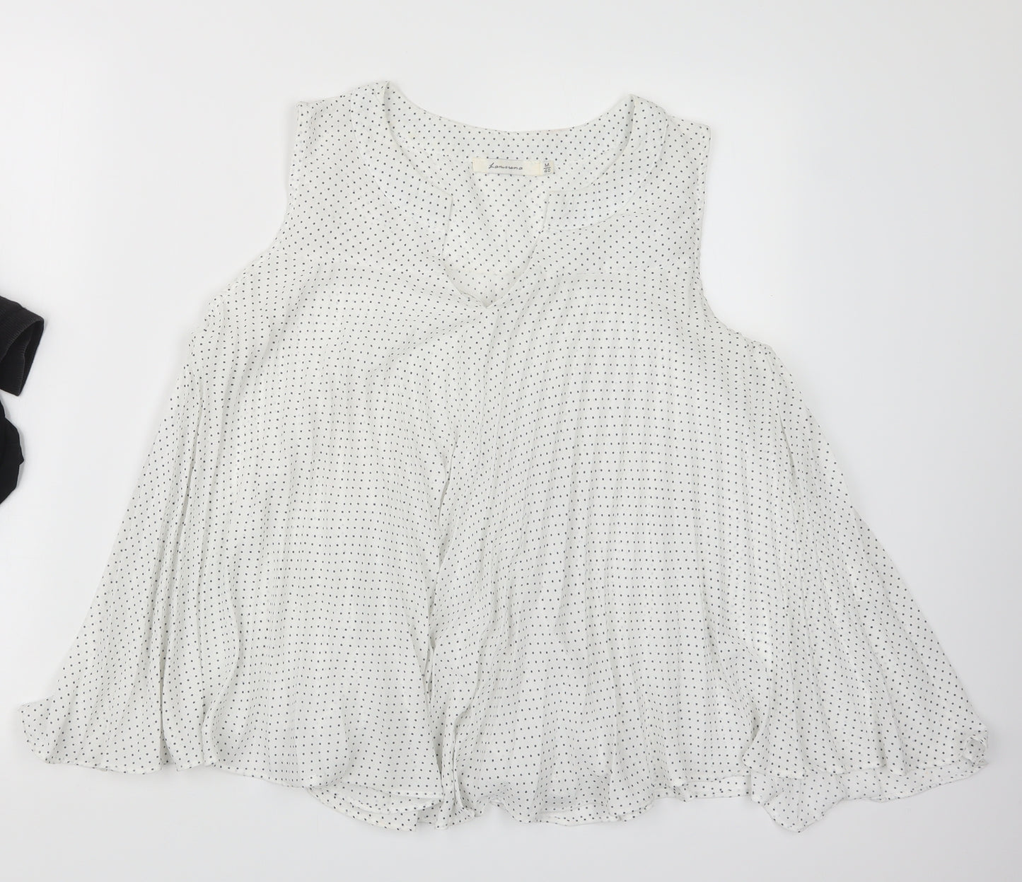 Lamorena Womens White Polka Dot  Basic Blouse Size M