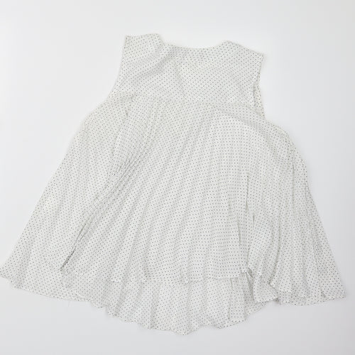 Lamorena Womens White Polka Dot  Basic Blouse Size M