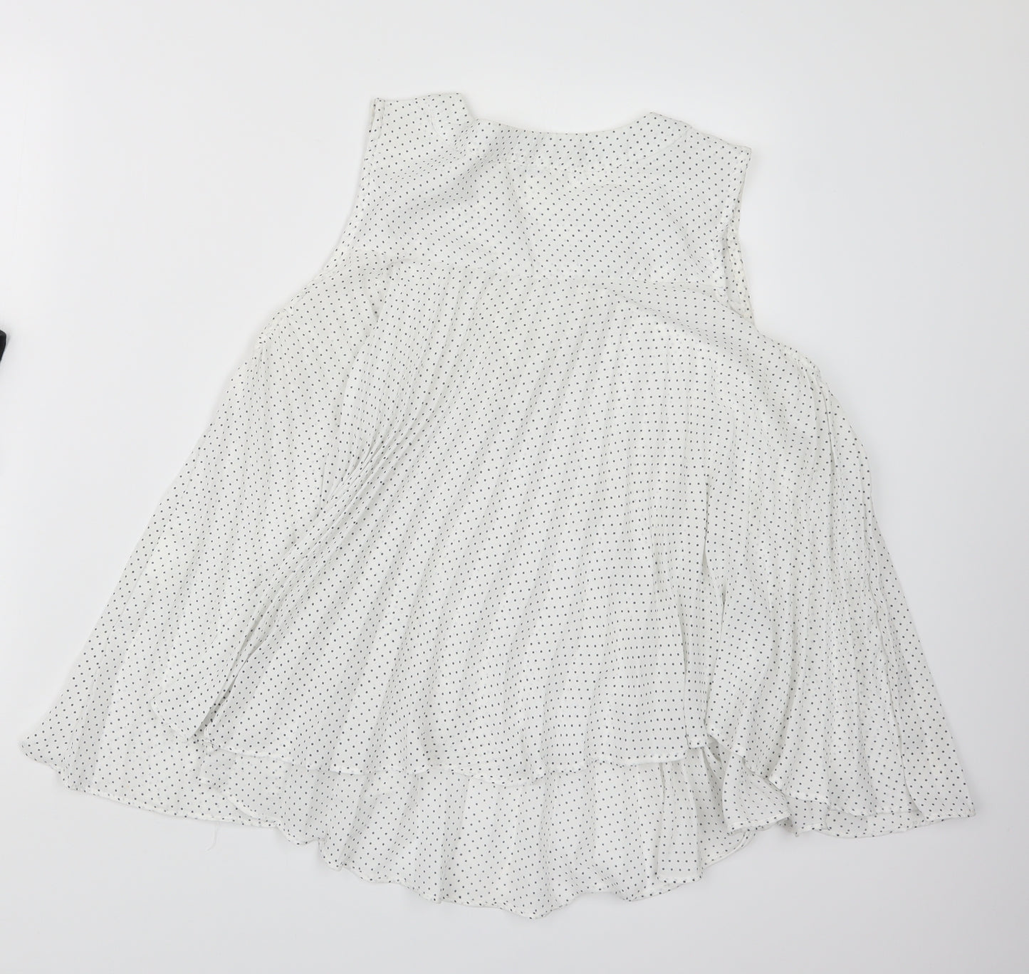 Lamorena Womens White Polka Dot  Basic Blouse Size M