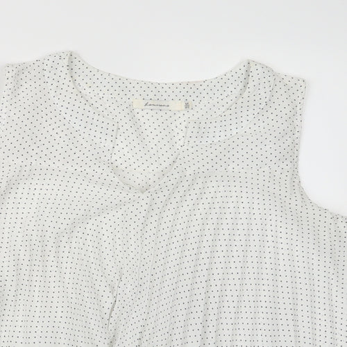 Lamorena Womens White Polka Dot  Basic Blouse Size M