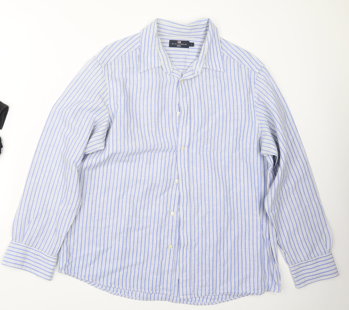 Blue Harbour Mens Blue Striped   Button-Up Size L
