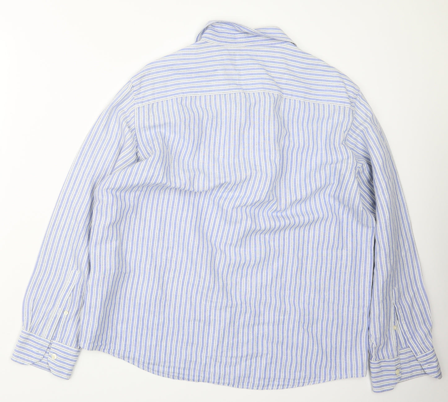 Blue Harbour Mens Blue Striped   Button-Up Size L