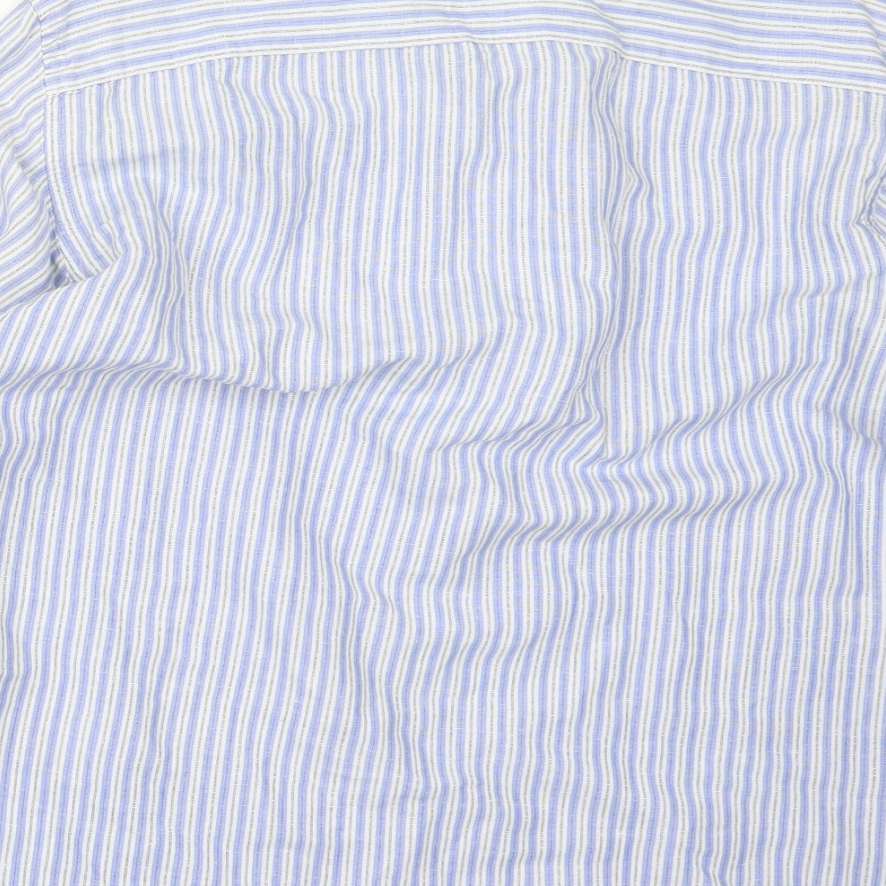 Blue Harbour Mens Blue Striped   Button-Up Size L