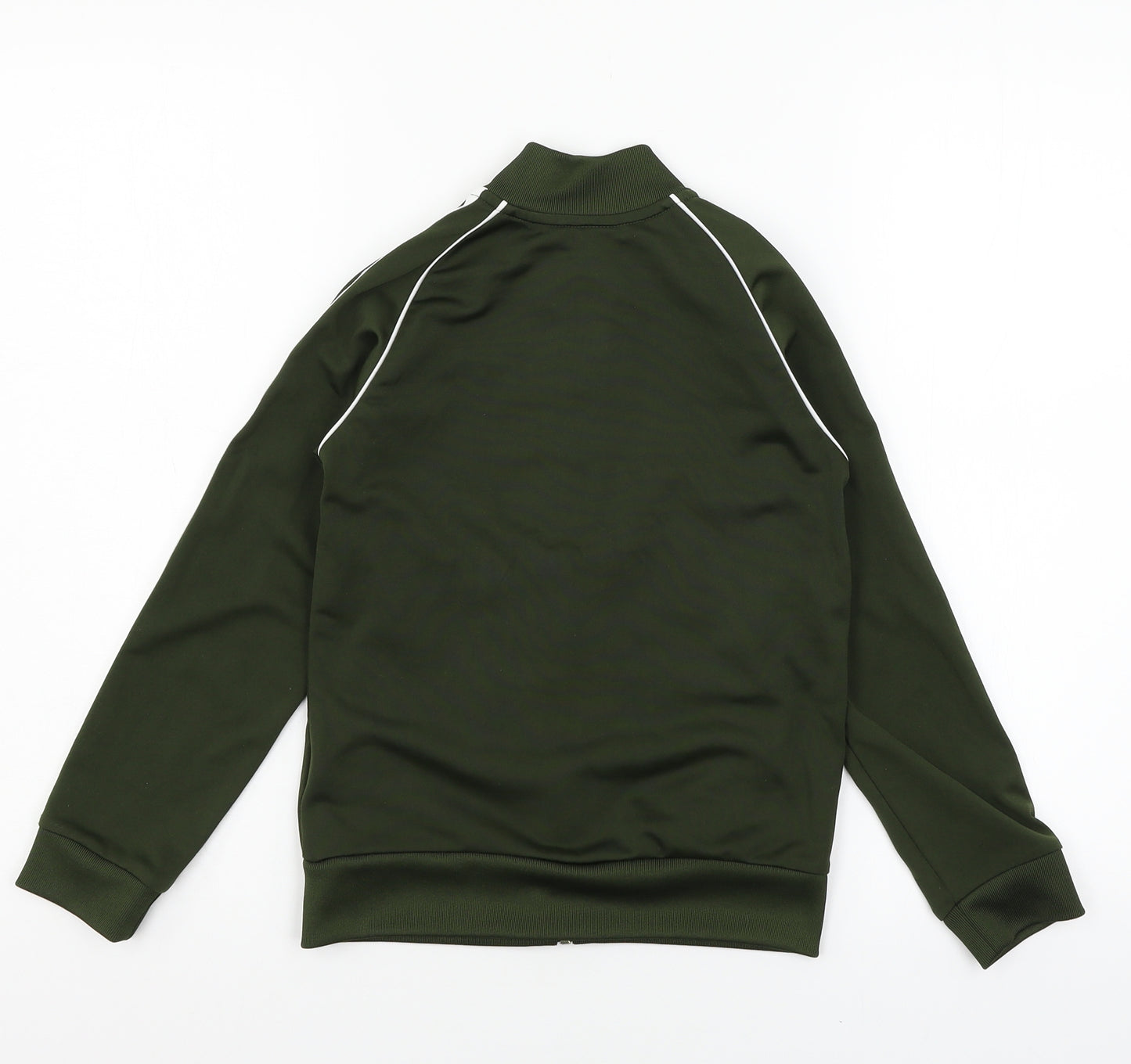 adidas Boys Green Striped Jersey Full Zip Sweatshirt Size 7-8 Years