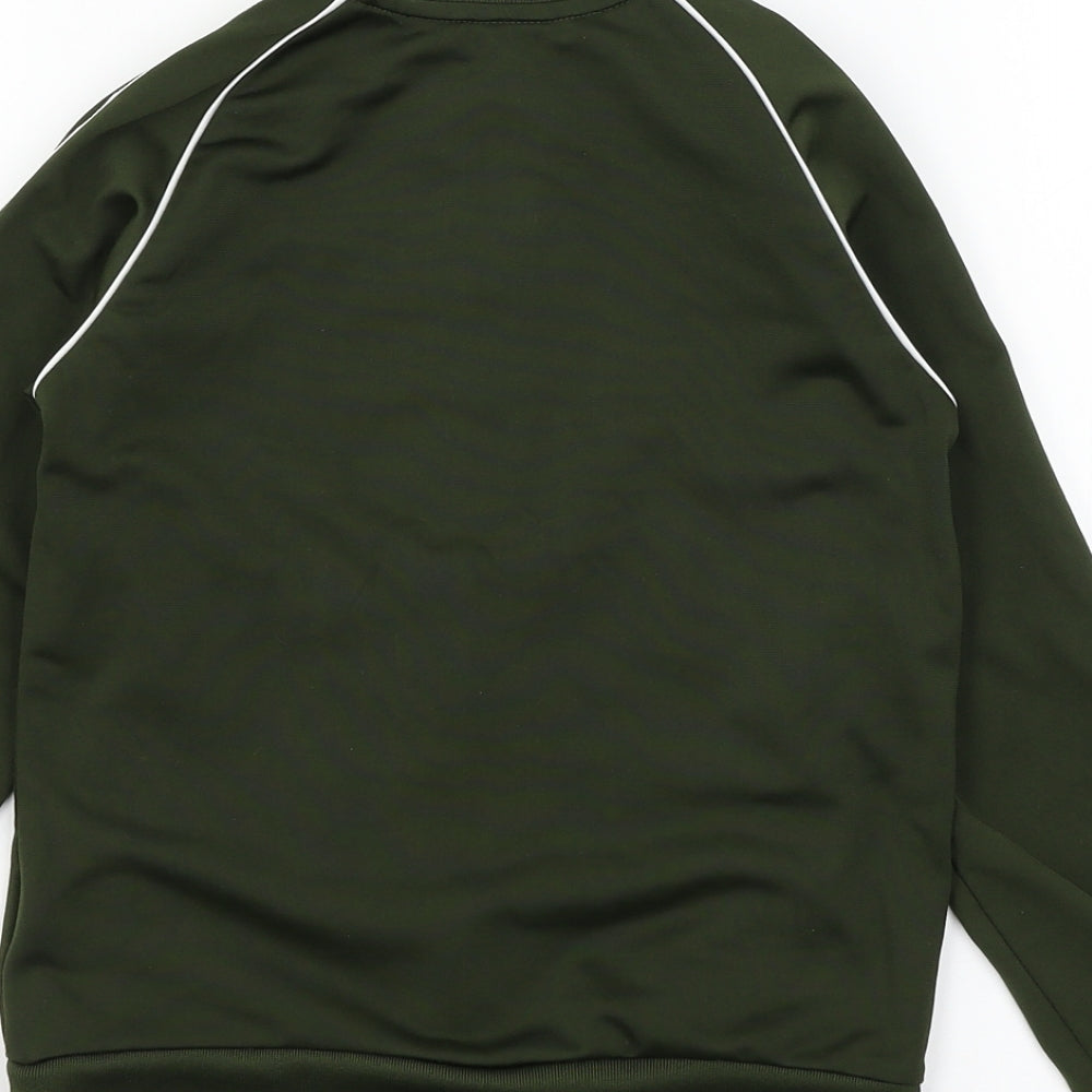 adidas Boys Green Striped Jersey Full Zip Sweatshirt Size 7-8 Years