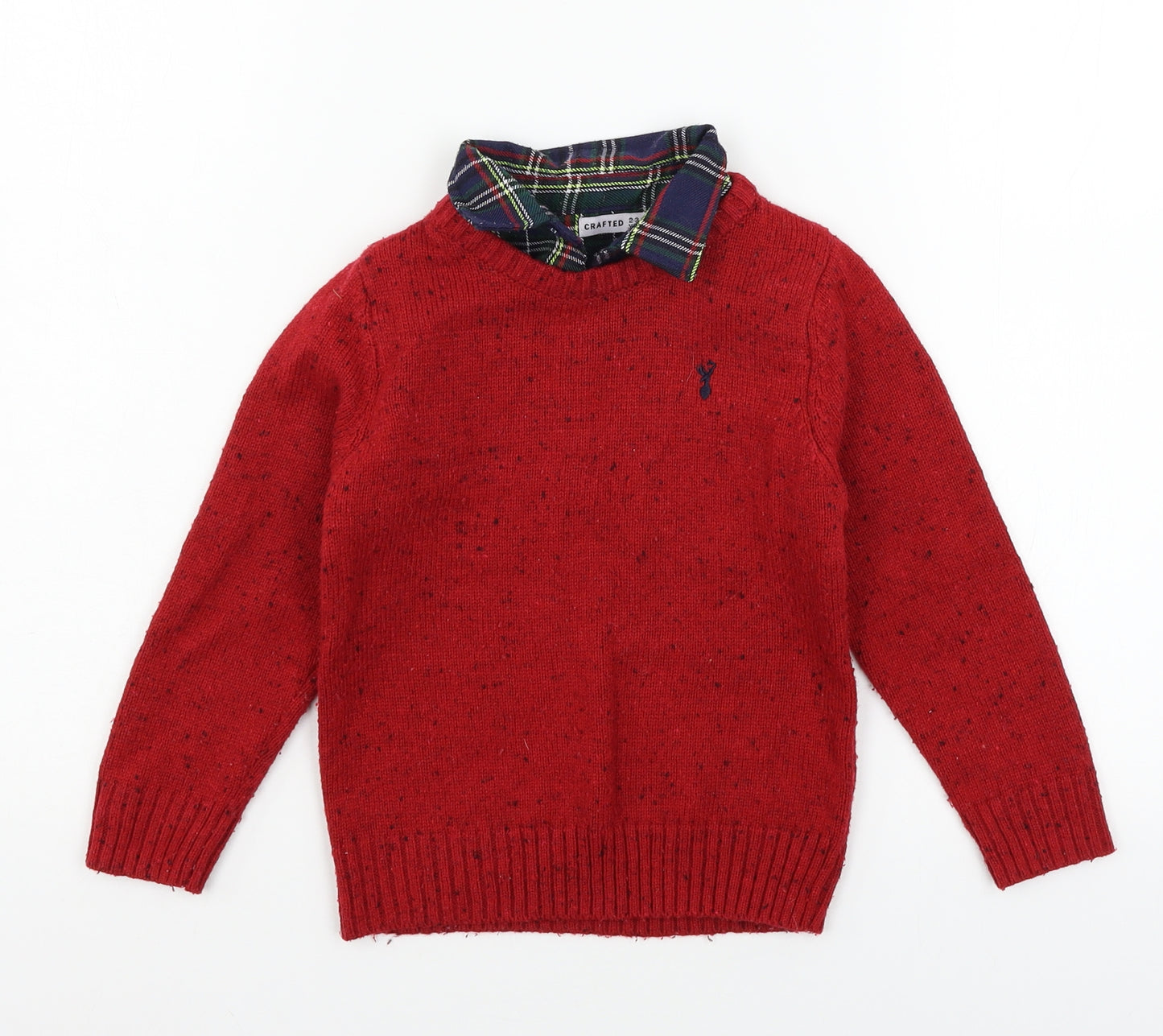 Crafted Boys Red  Knit Pullover Jumper Size 2-3 Years