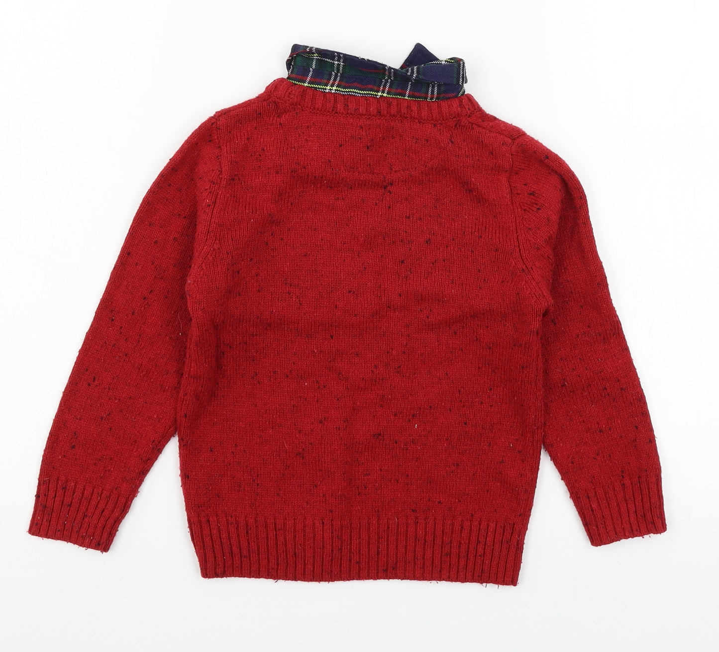 Crafted Boys Red  Knit Pullover Jumper Size 2-3 Years