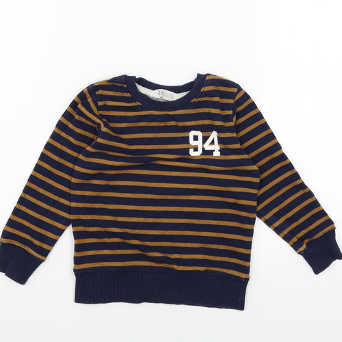 H&M Boys Blue Striped Jersey Pullover Sweatshirt Size 3-4 Years