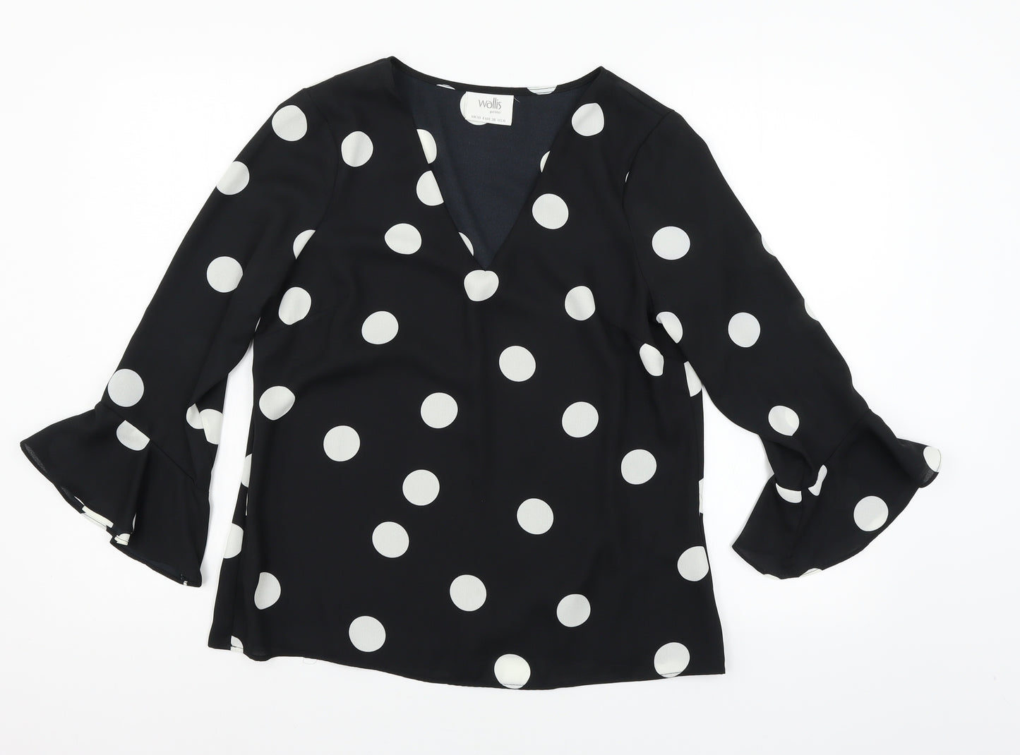 Wallis Womens Black Polka Dot  Basic Blouse Size 10