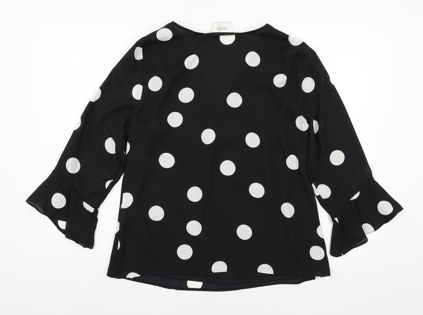 Wallis Womens Black Polka Dot  Basic Blouse Size 10