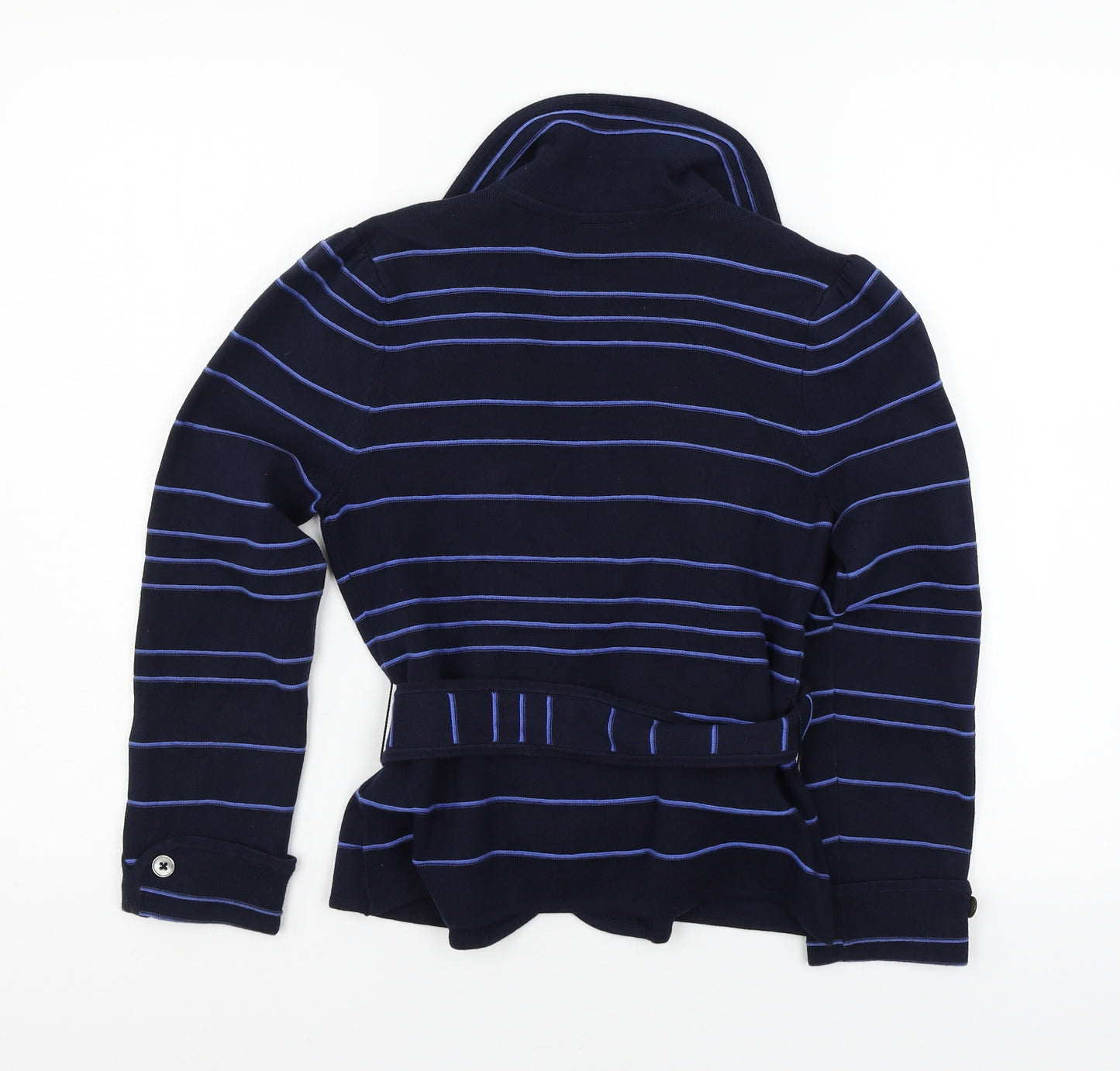 Karen Millen Womens Blue Striped Knit Jacket Blazer Size M