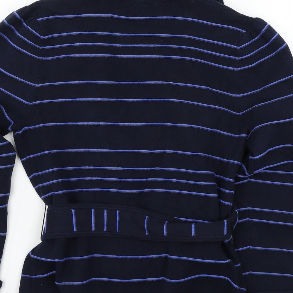 Karen Millen Womens Blue Striped Knit Jacket Blazer Size M