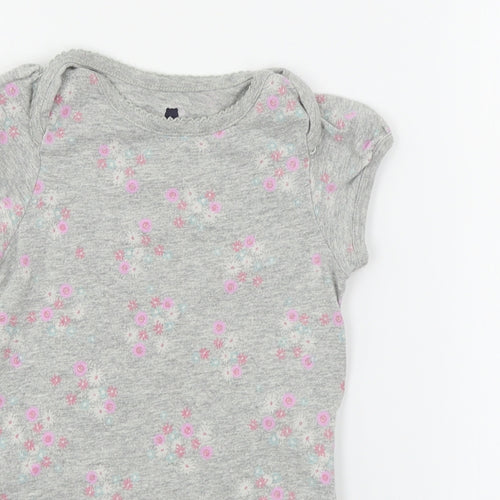 Gap Girls Grey Floral Jersey Babygrow One-Piece Size 18-24 Months