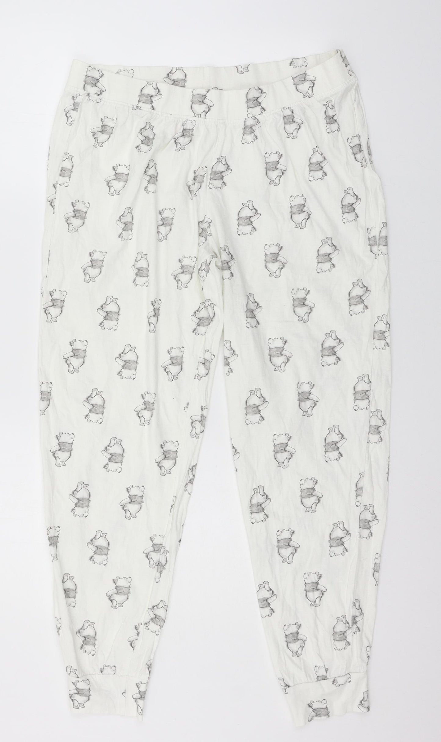 TU Womens White Geometric Jersey Capri Pyjama Pants Size 16  - Winnie The Pooh