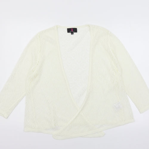 Simon Jefferey Womens White  Knit Cardigan Jumper Size XL