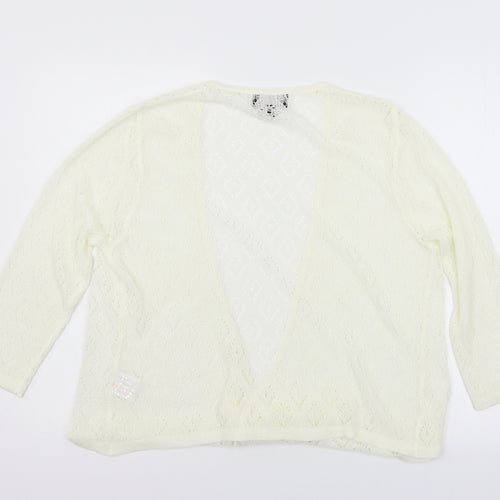 Simon Jefferey Womens White  Knit Cardigan Jumper Size XL