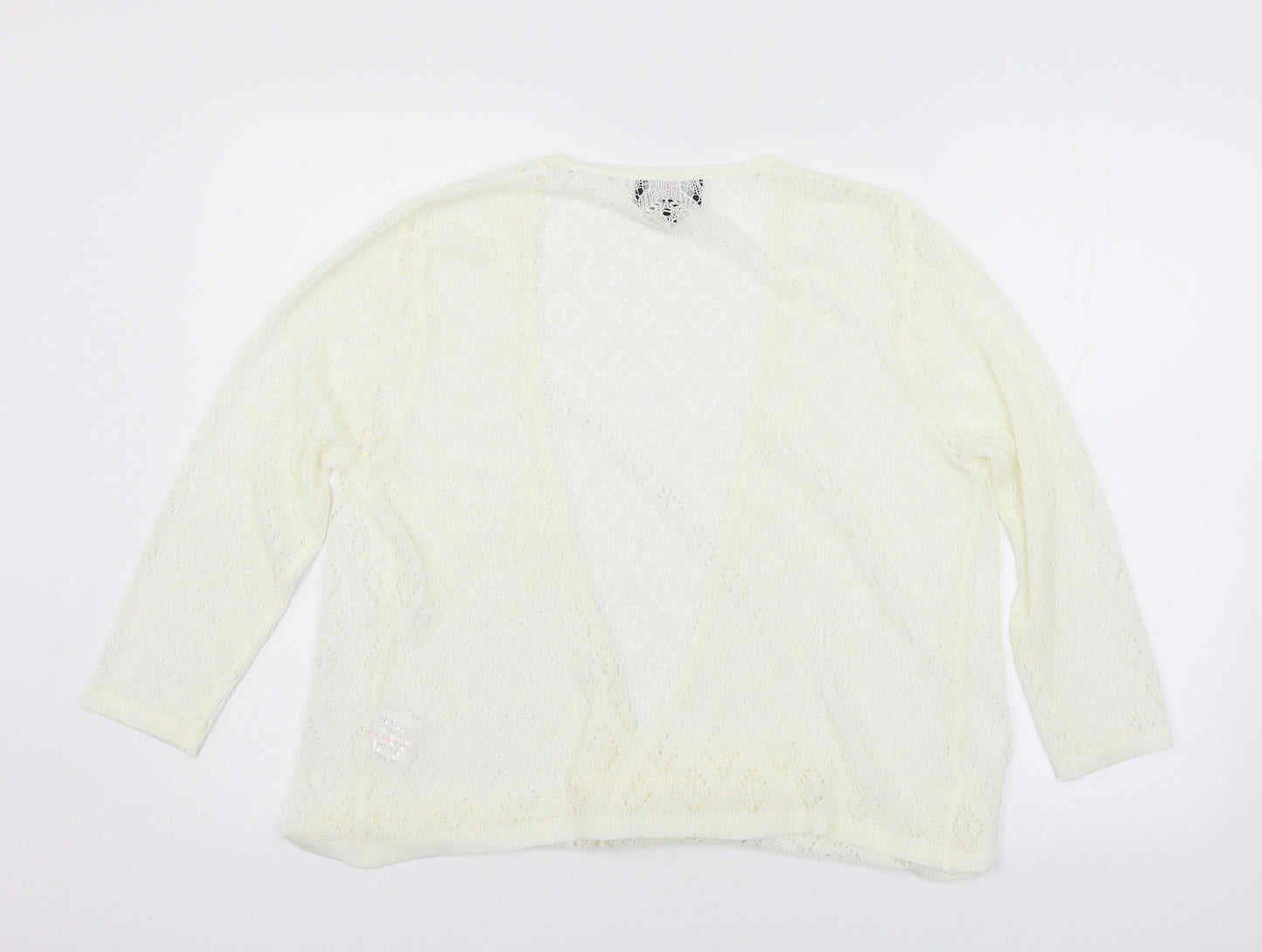 Simon Jefferey Womens White  Knit Cardigan Jumper Size XL