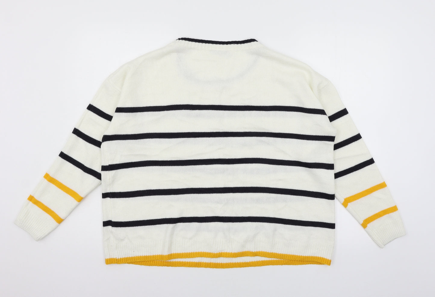 TU Womens White Striped Knit Pullover Jumper Size 18