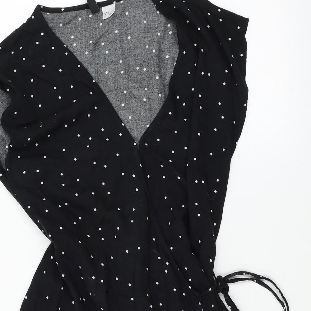 Divided by H&M Womens Black Polka Dot  Wrap Dress  Size 12