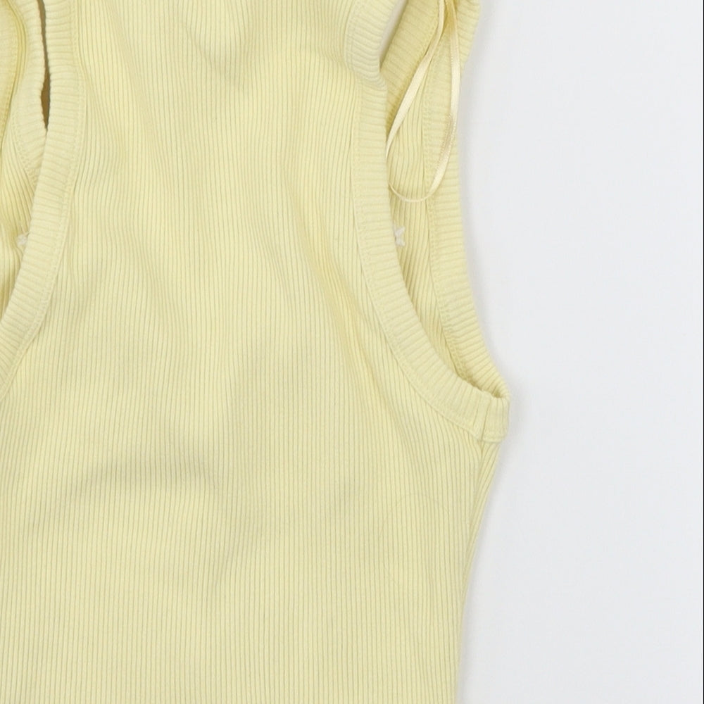 Pacific Republic Womens Yellow Floral Jersey Basic Tank Size S