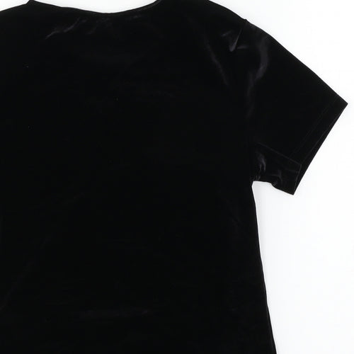 Topshop Womens Black  Velvet Basic T-Shirt Size 10