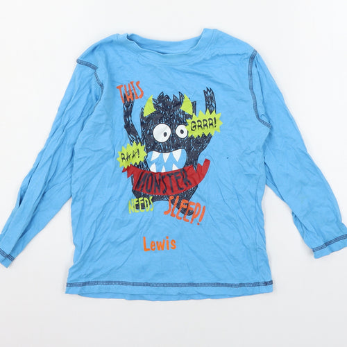 Preworn Boys Blue Geometric Jersey Basic T-Shirt Size 6-7 Years  - Monster Lewis
