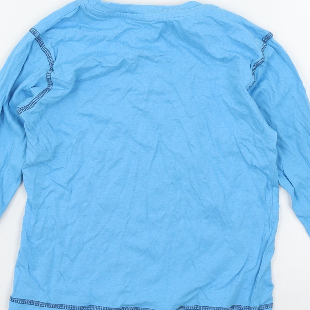Preworn Boys Blue Geometric Jersey Basic T-Shirt Size 6-7 Years  - Monster Lewis