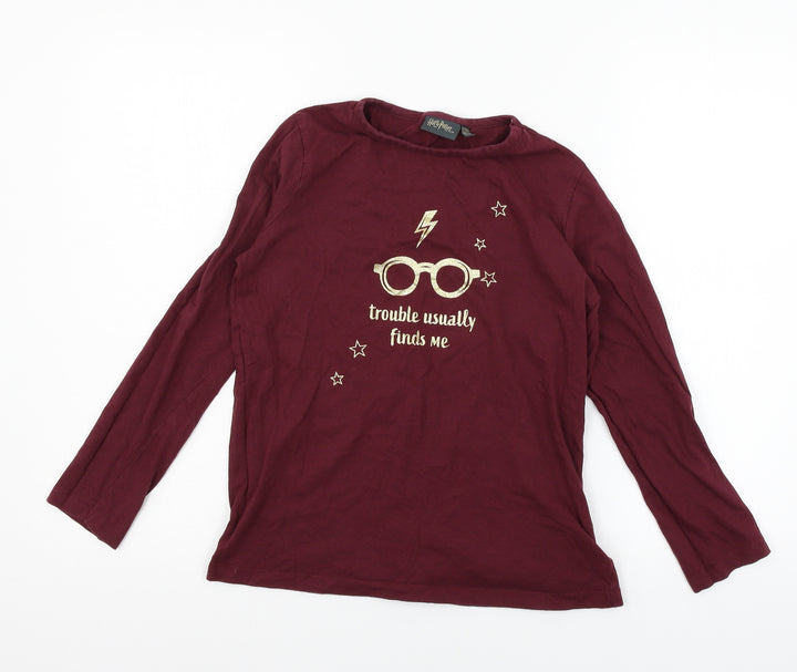 Harry Potterq Girls Red Geometric Jersey Top Pyjama Top Size 10-11 Years - Trouble usually finds me