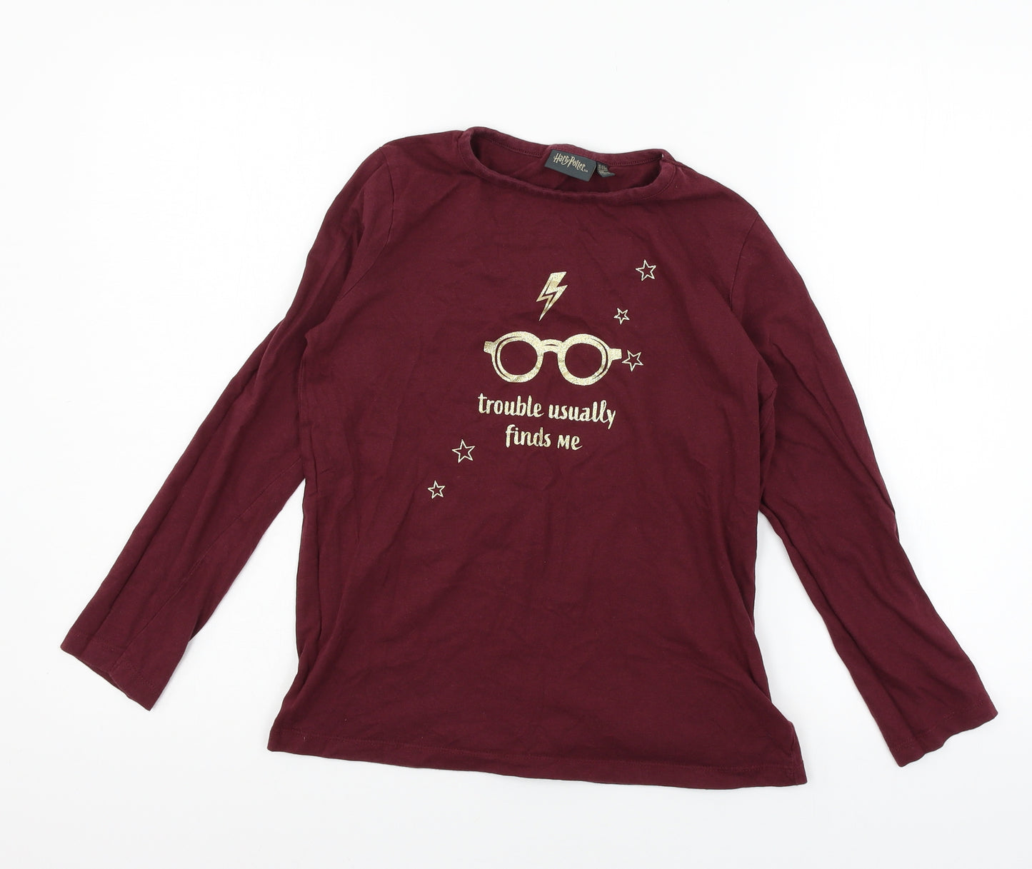 Harry Potterq Girls Red Geometric Jersey Top Pyjama Top Size 10-11 Years  - Trouble usually finds me
