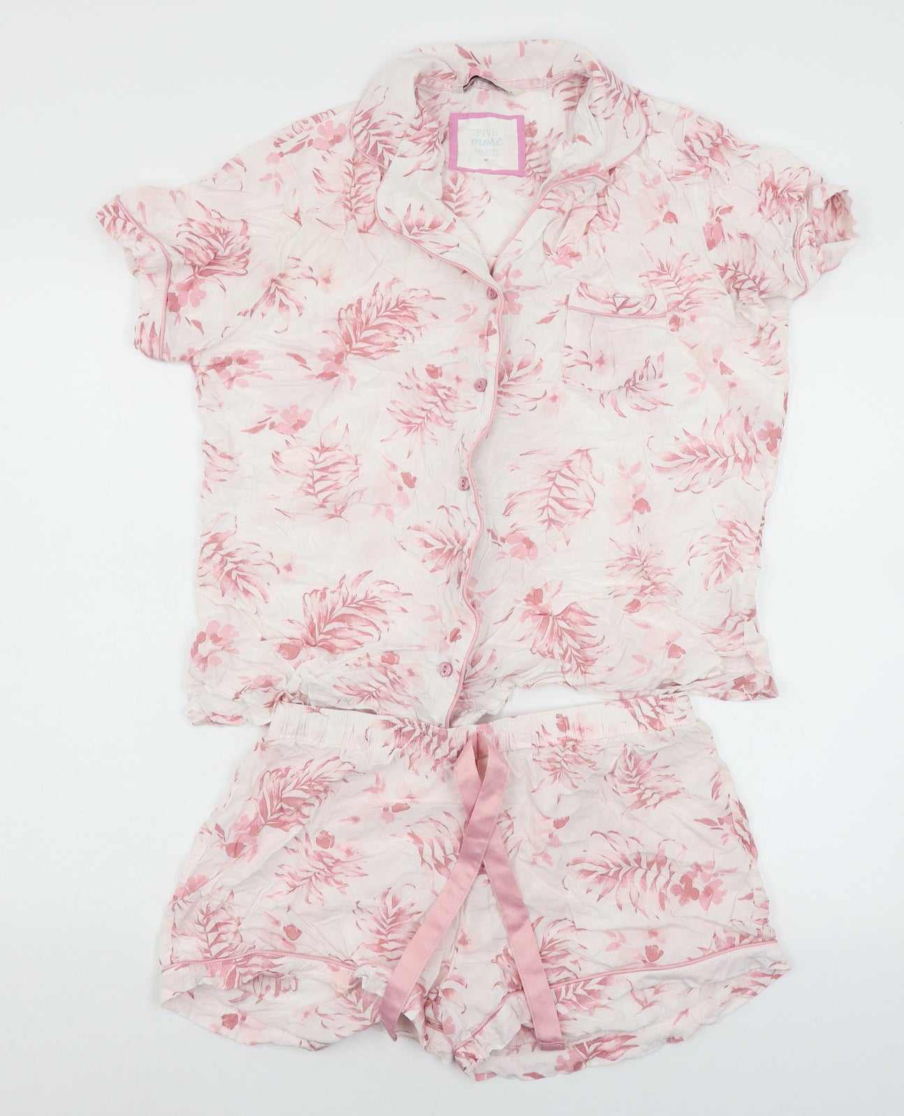 TU Womens Pink Floral  Top Pyjama Set Size 12