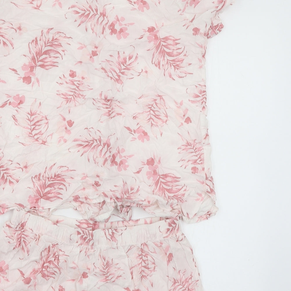 TU Womens Pink Floral  Top Pyjama Set Size 12