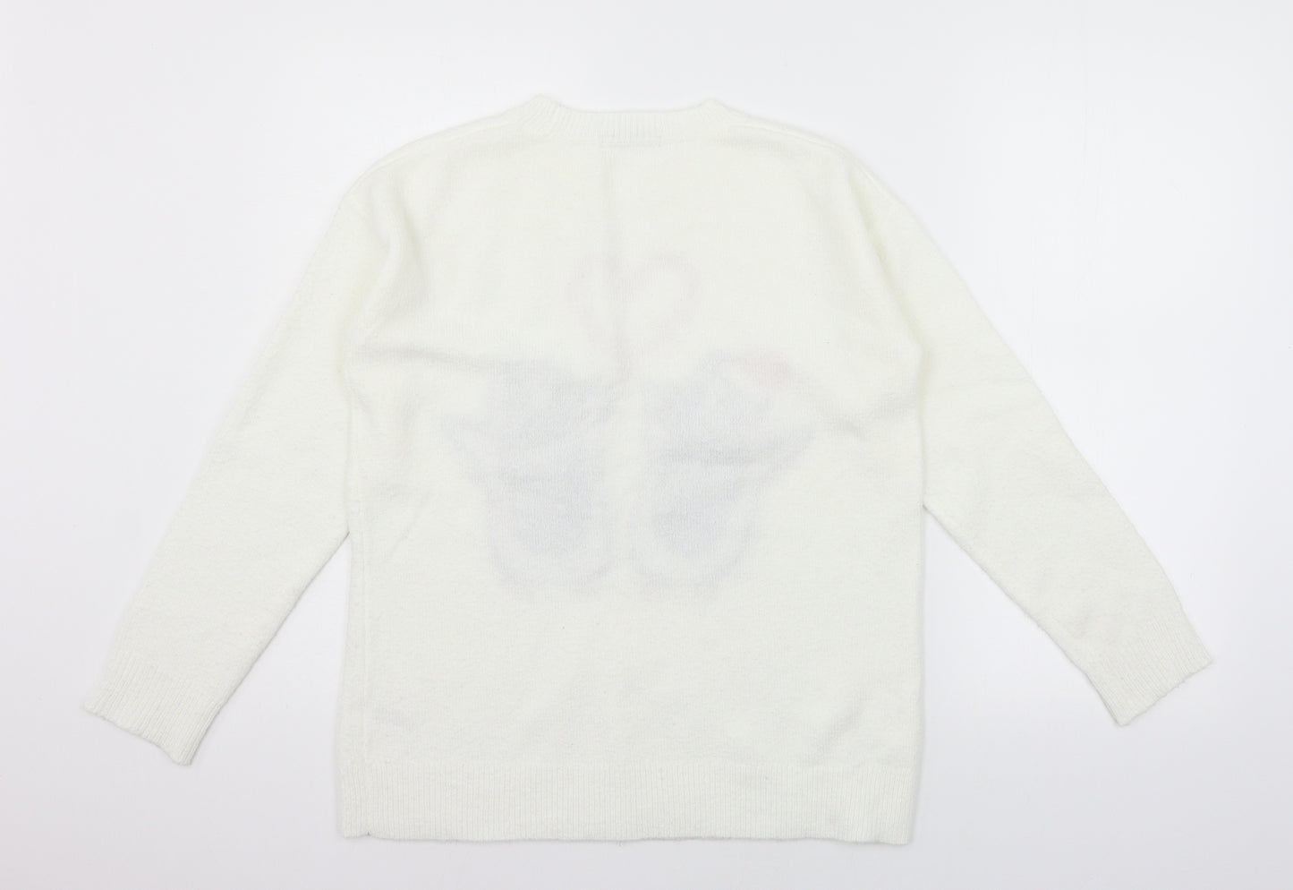 TU Womens White  Knit Pullover Jumper Size 8  - Christmas Penguin
