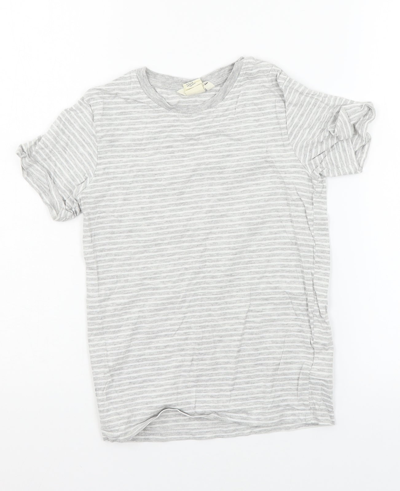 H&M Boys Grey Striped Jersey Basic T-Shirt Size 7-8 Years