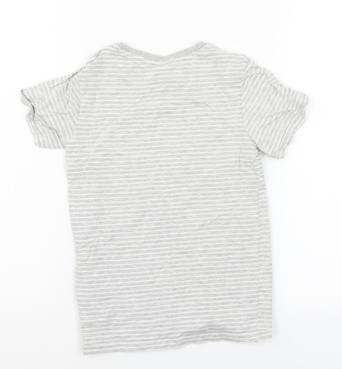 H&M Boys Grey Striped Jersey Basic T-Shirt Size 7-8 Years