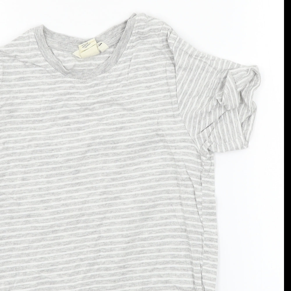 H&M Boys Grey Striped Jersey Basic T-Shirt Size 7-8 Years