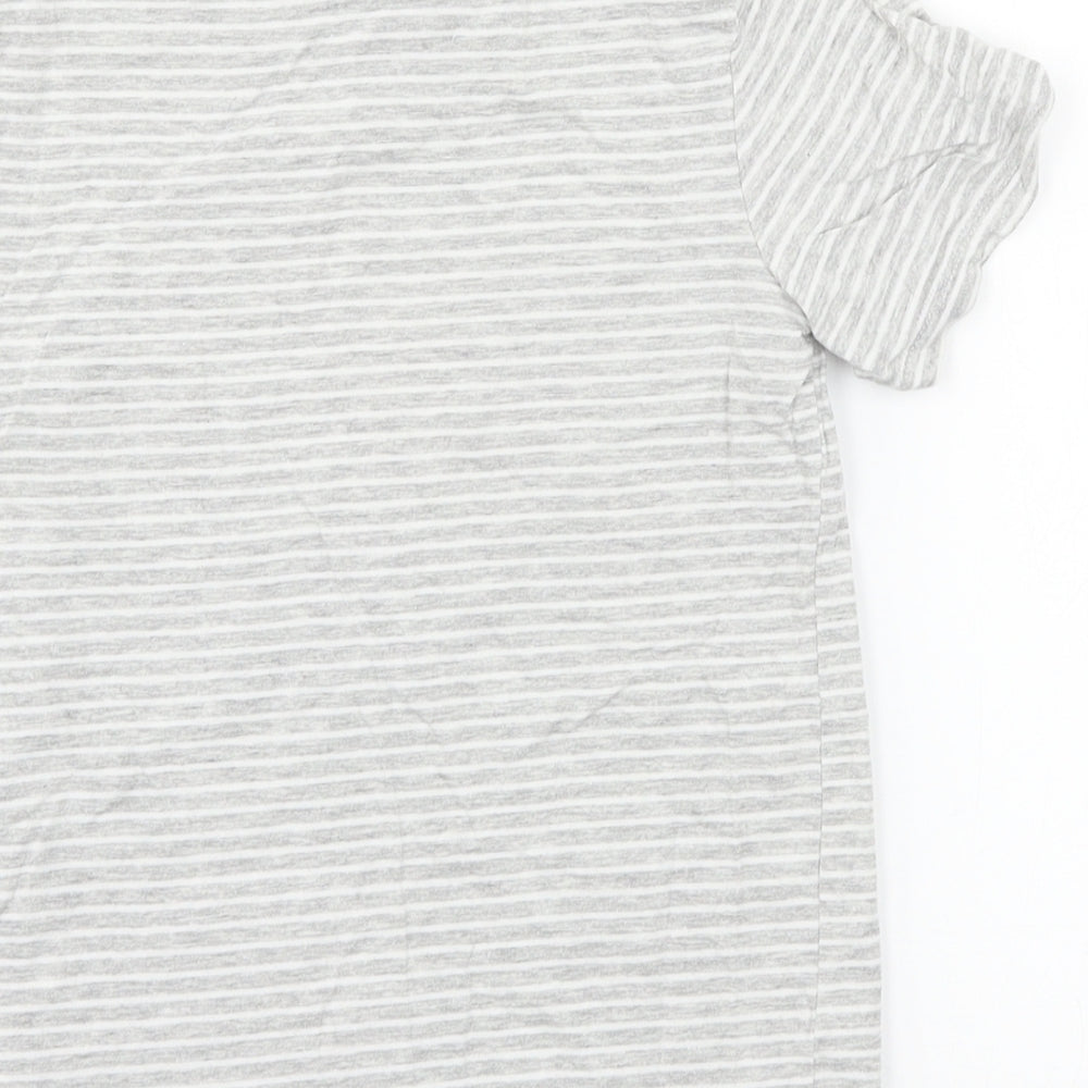 H&M Boys Grey Striped Jersey Basic T-Shirt Size 7-8 Years