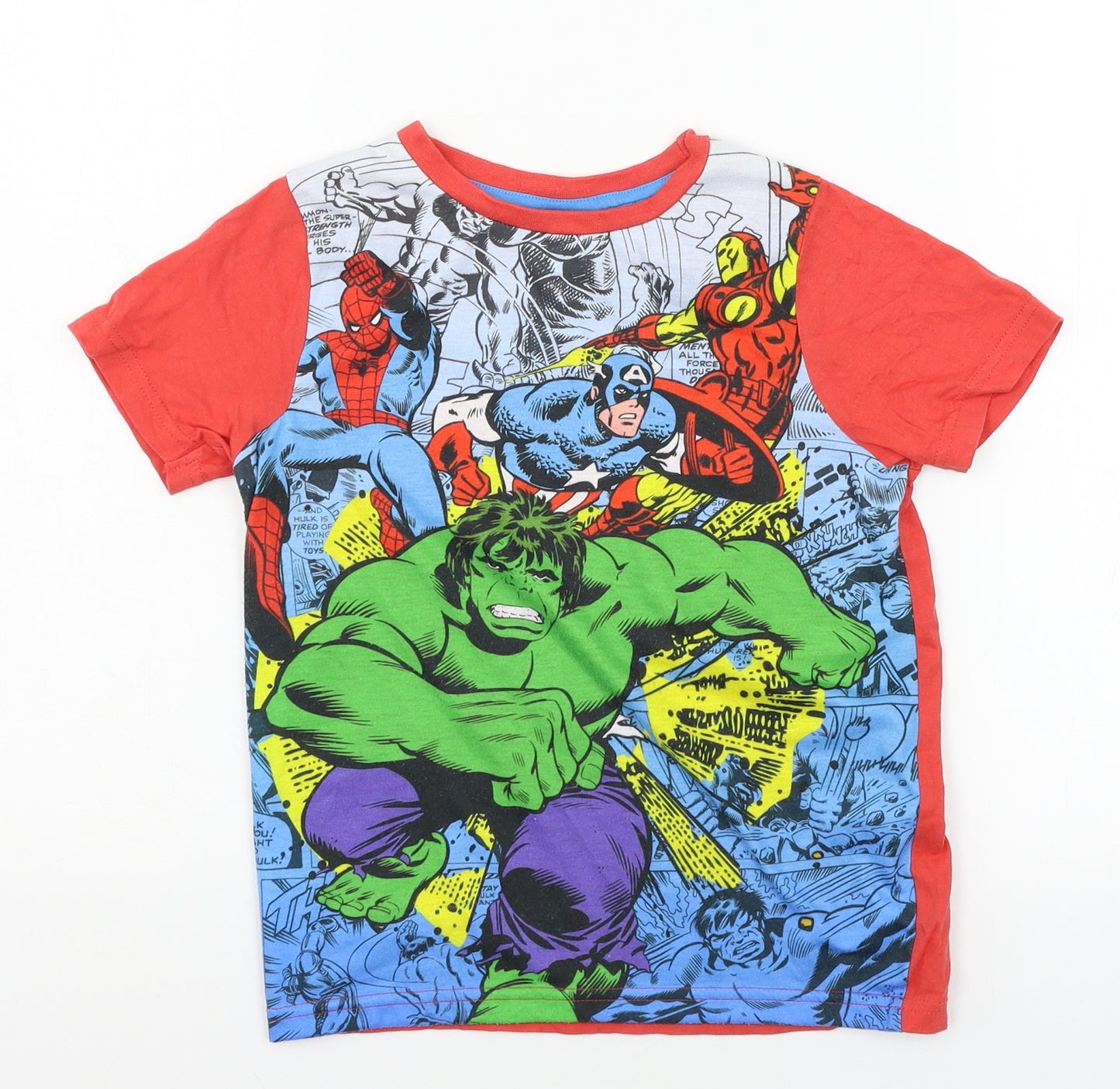 Lily & Dan Boys Red  Jersey Basic T-Shirt Size 7-8 Years  - Avengers